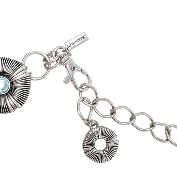 Chicos Silver Tone Chain Belt Blue Yellow Medallions Y2K Western Boho One Size - Picture 4 of 7